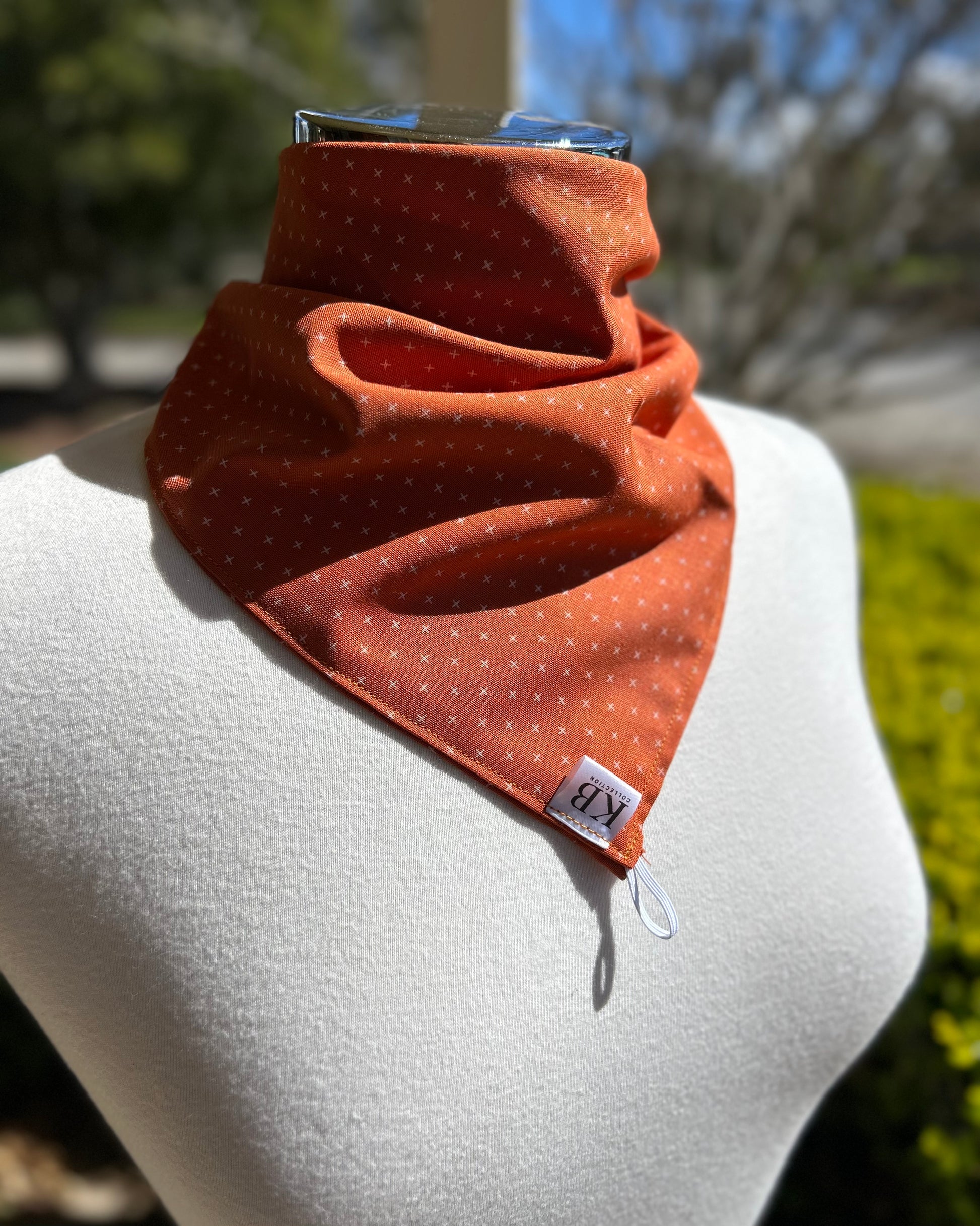 Cotton Neck Scarf - Burnt Orange Crosses