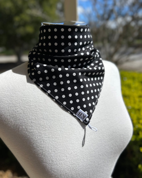 Cotton Neck Scarf - Black with White Spots