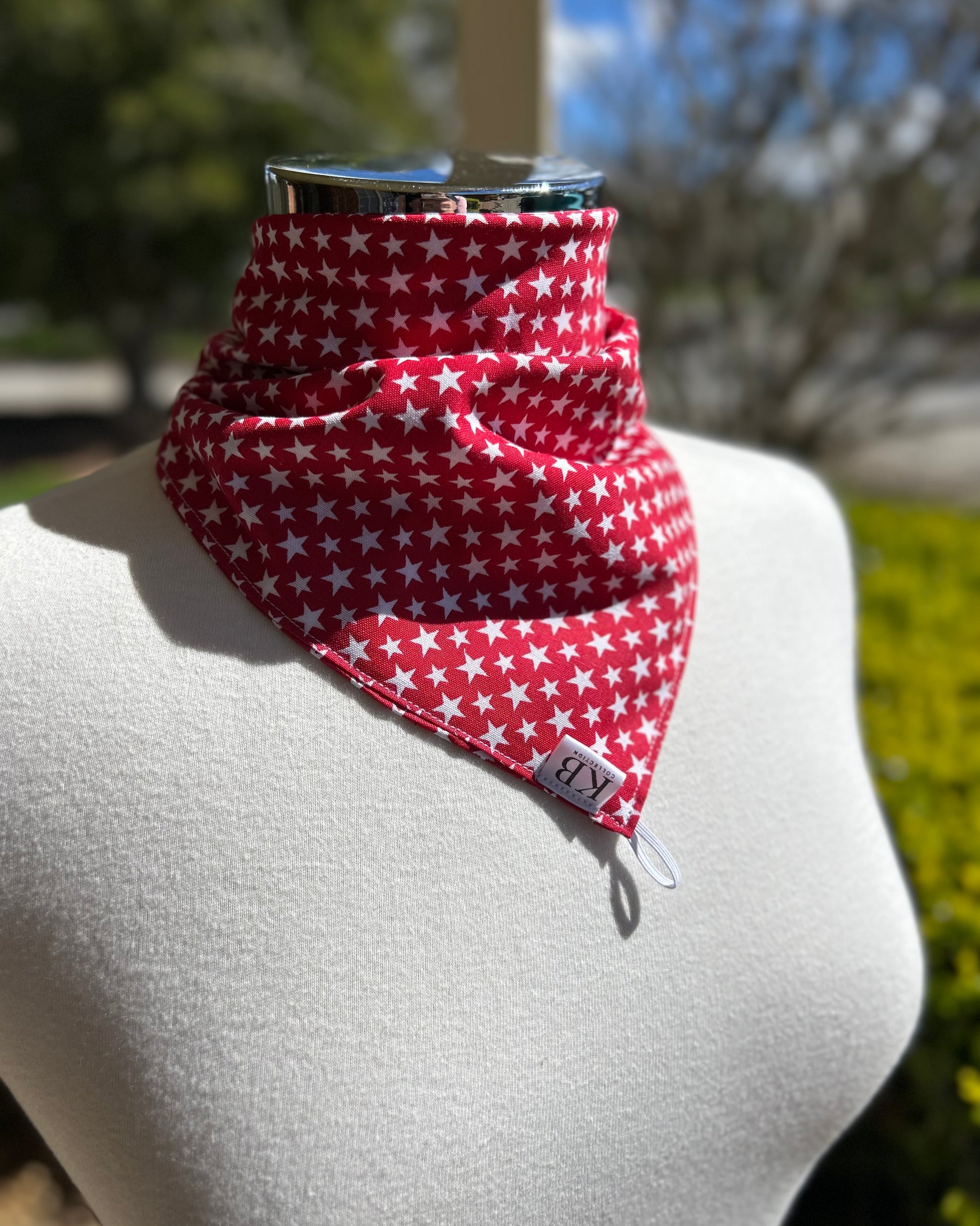 Cotton Neck Scarf - Red Stars