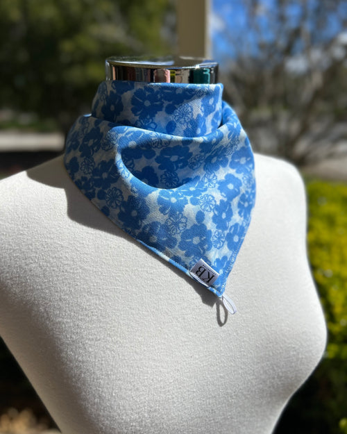 Cotton Neck Scarf - Blue Flowers