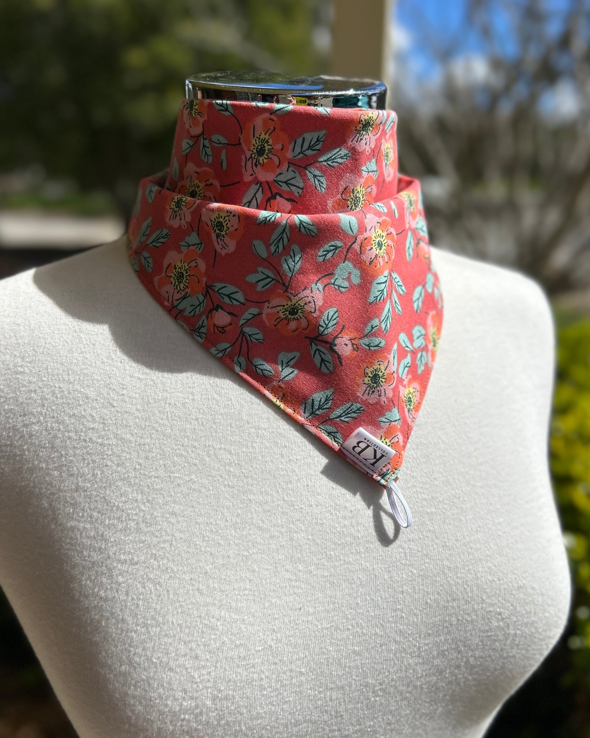 Cotton Neck Scarf - Coral Flowers