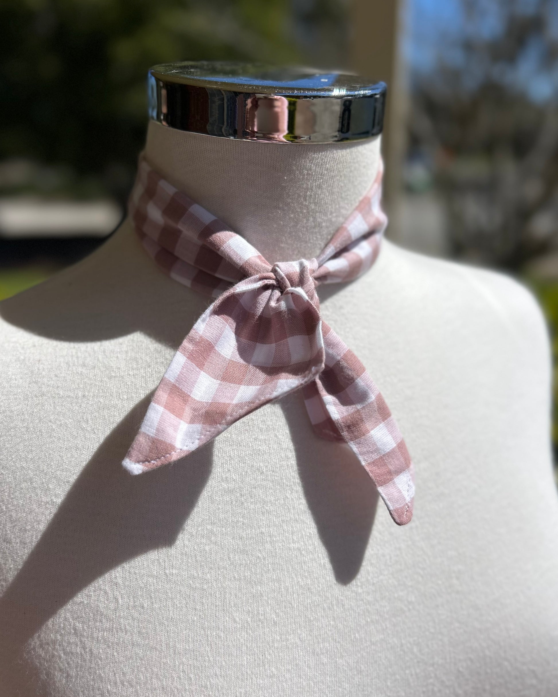 Cotton Neck Tie - Blush Gingham