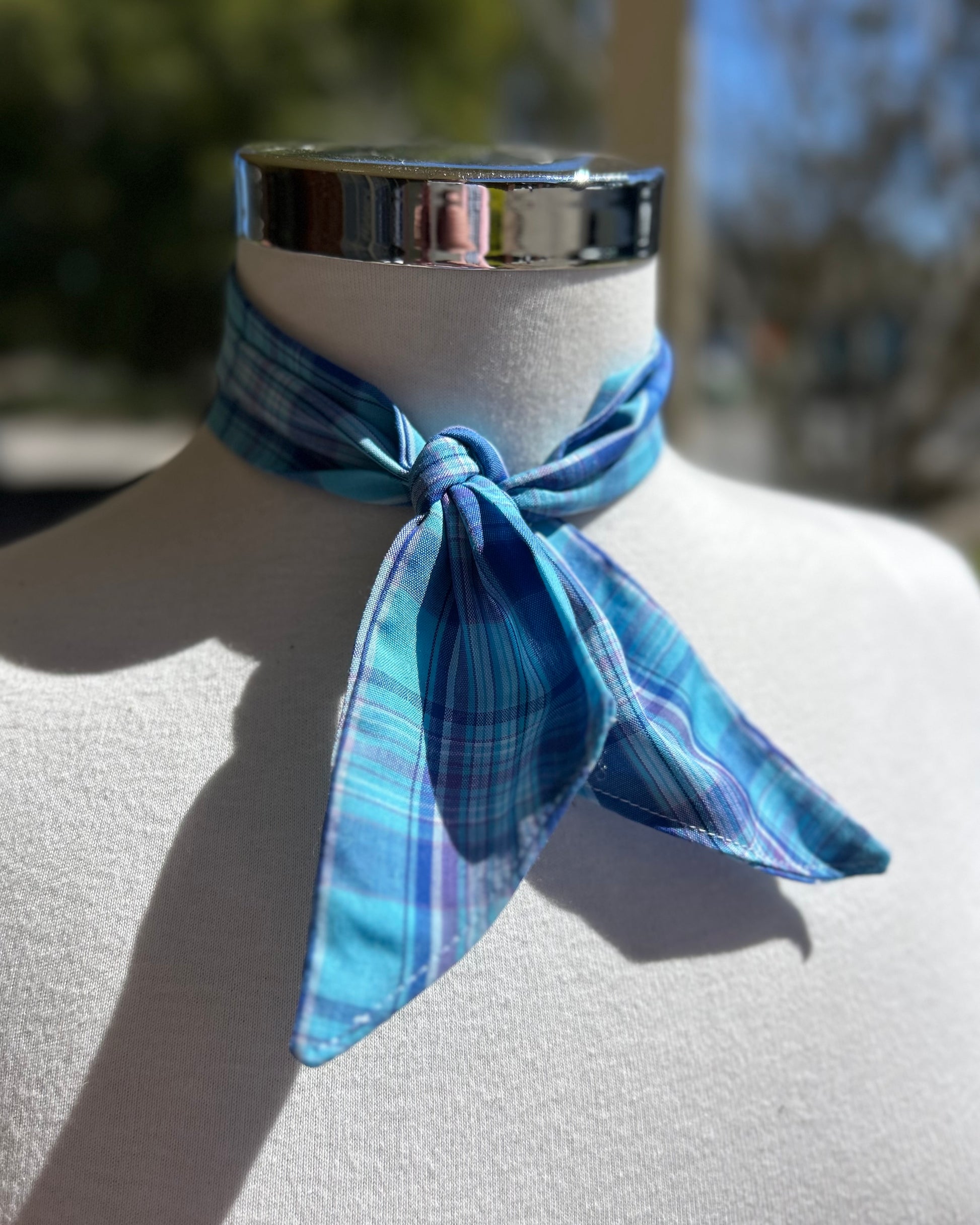 Cotton Neck Tie - Blue Plaid