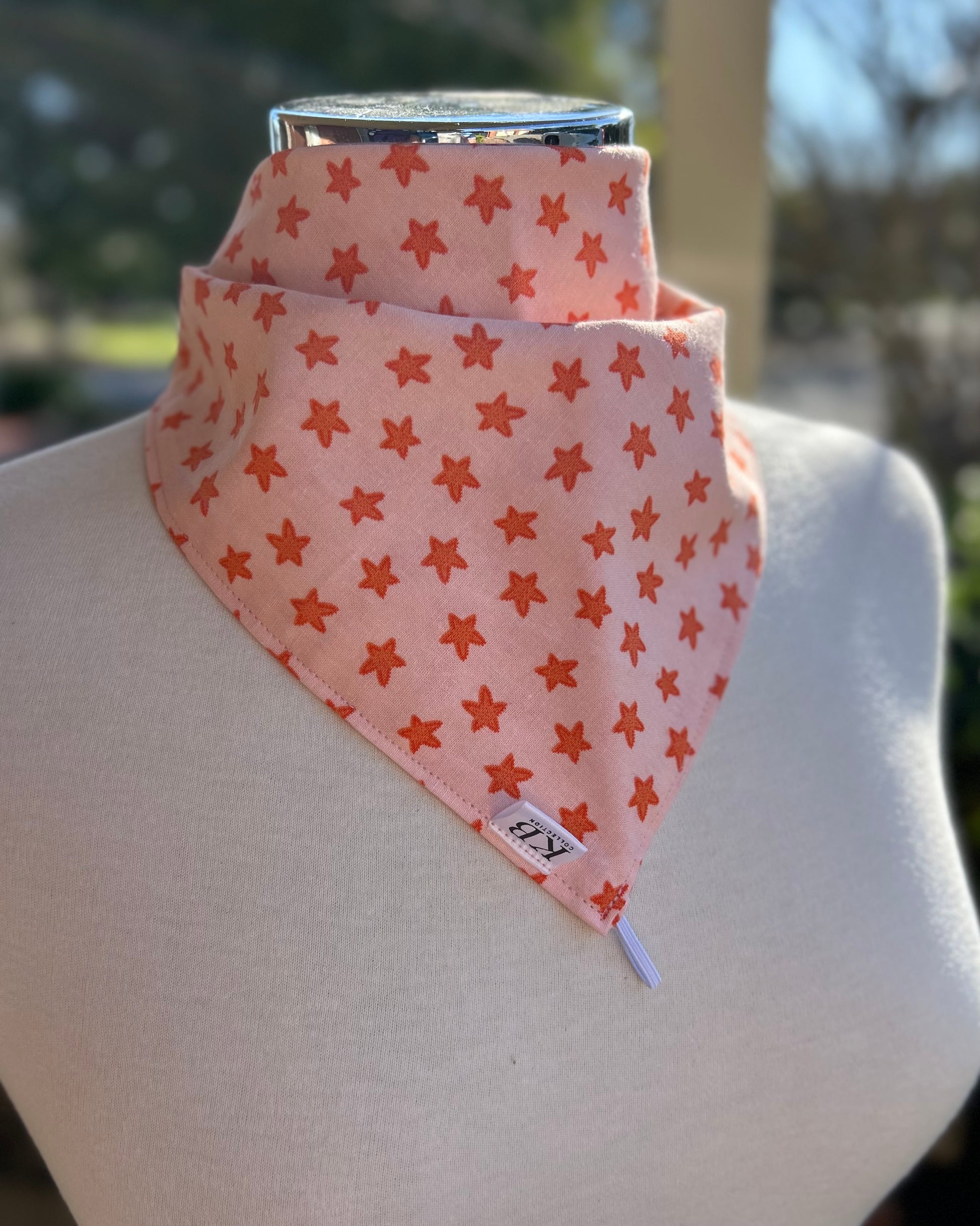 Cotton Neck Scarf - Orange Stars