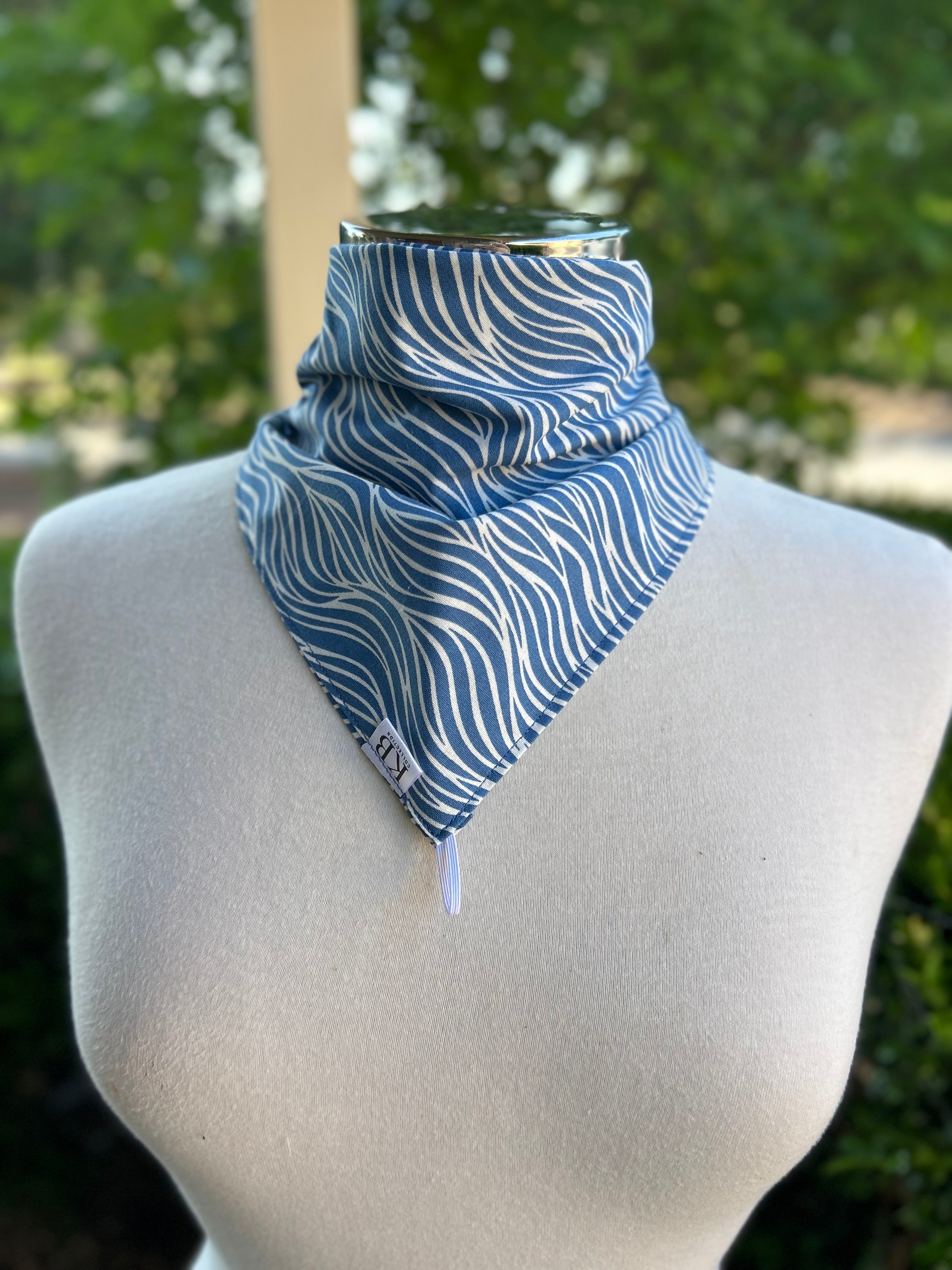 Cotton Neck Scarf - Blue Waves