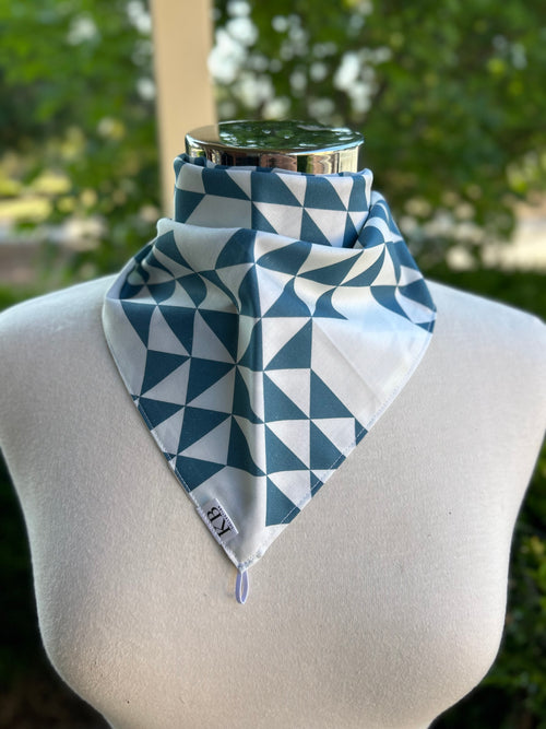 Cotton Neck Scarf - Blue Geometric
