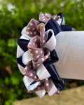 Ribbon Scrunchie - Navy, White & Purple Stars