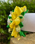 Ribbon Scrunchie - Green, Gold & Yellow