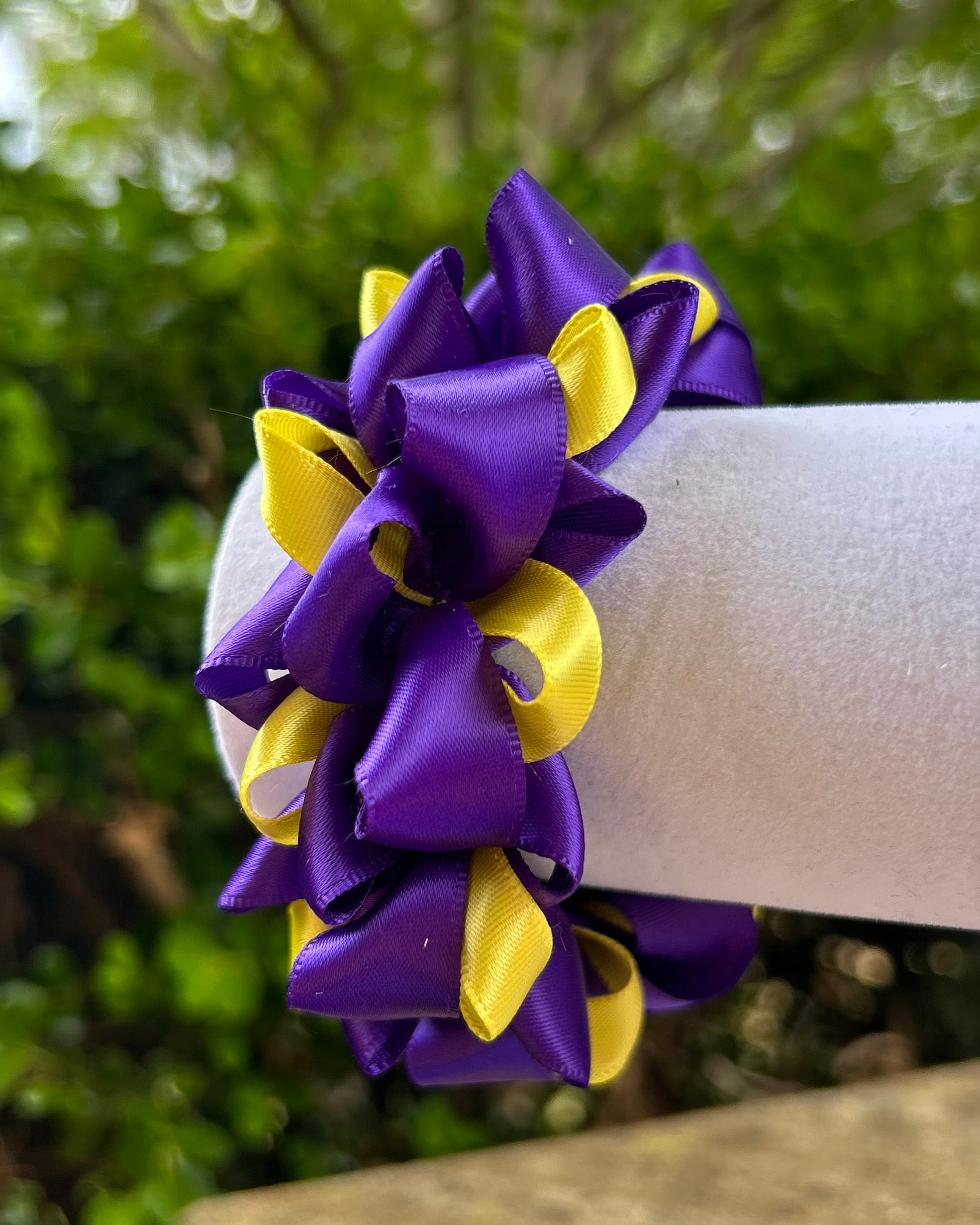 Ribbon Scrunchie - Purple & Yellow