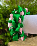 Ribbon Scrunchie - Green & Pink