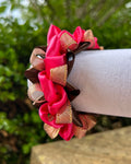 Ribbon Scrunchie - Brown, Pink & Rose Gold