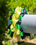 Ribbon Scrunchie - Navy, Green & Lemon Yellow