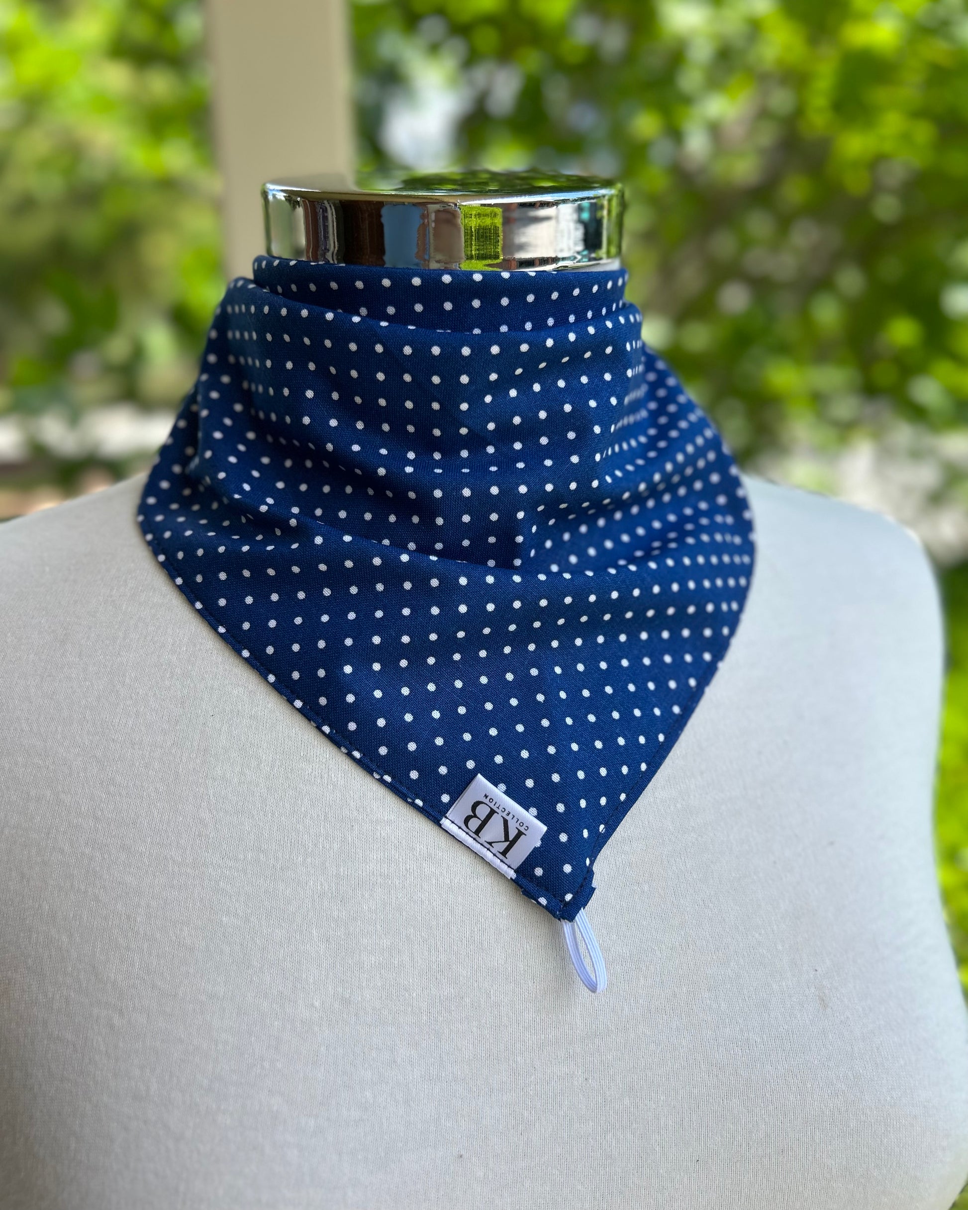 Cotton Neck Scarf - Navy Spots