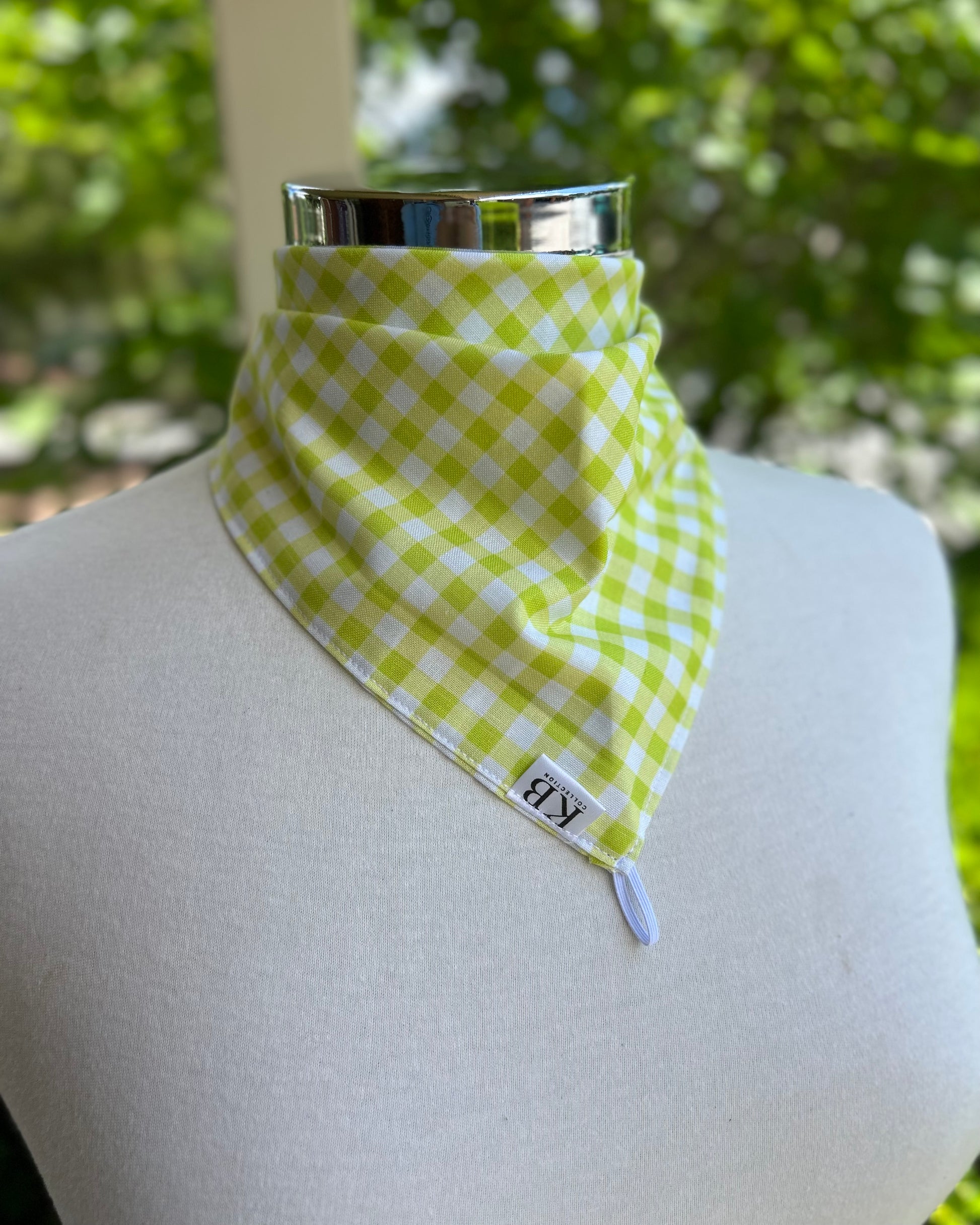Cotton Neck Scarf - Lime Gingham