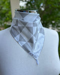 Cotton Neck Scarf - Grey Geometric