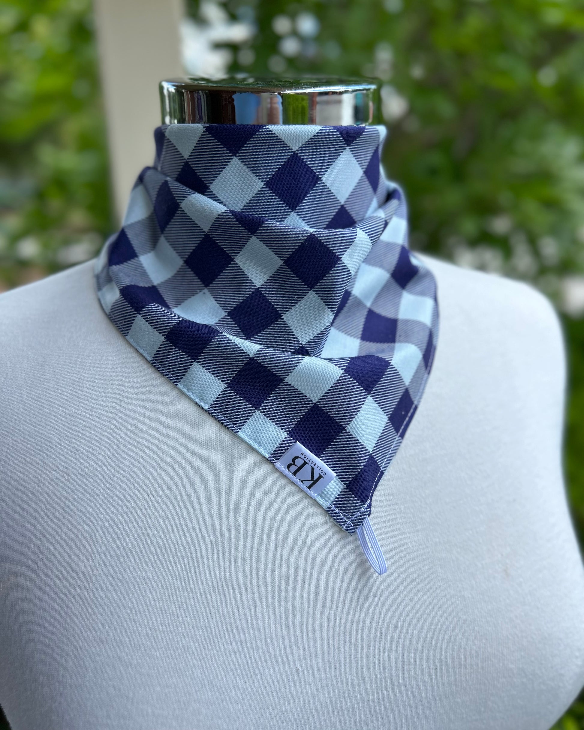 Cotton Neck Scarf - Navy Gingham