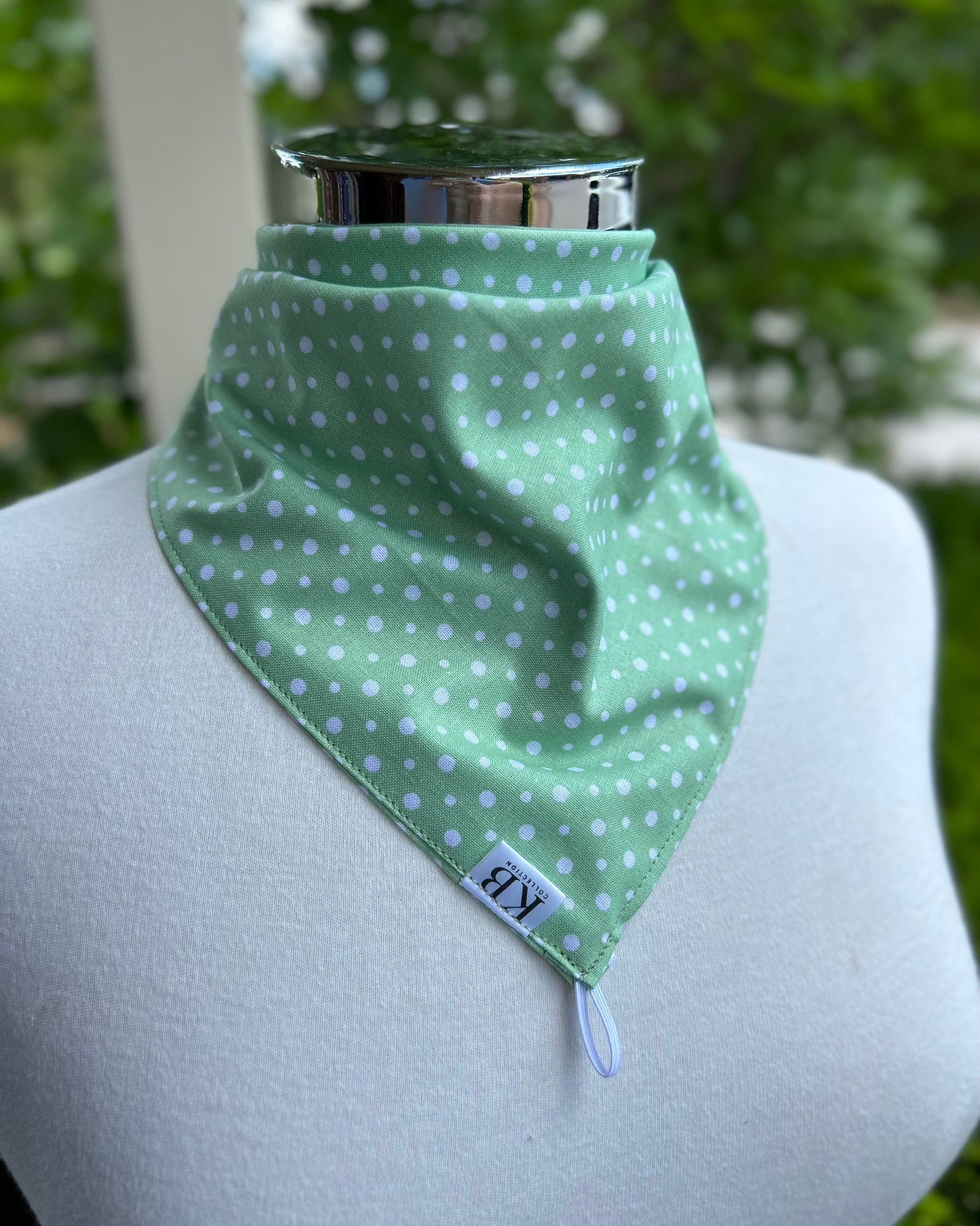 Cotton Neck Scarf - Lime Green Spots