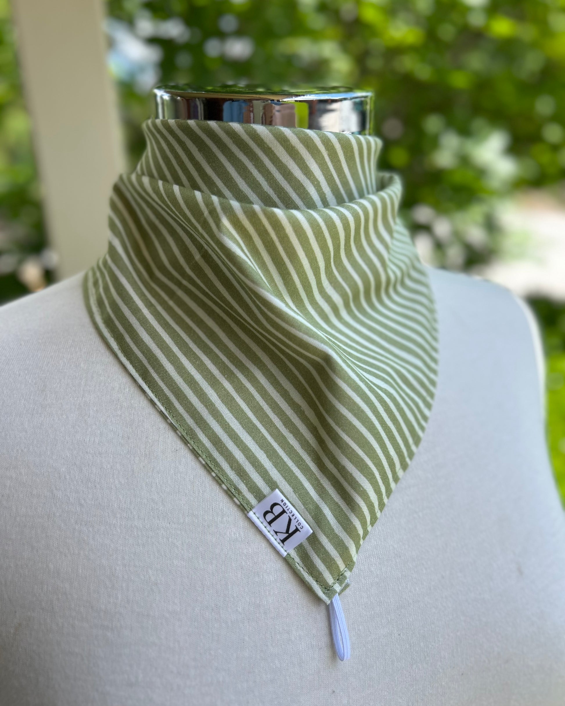 Cotton Neck Scarf - Olive Stripes