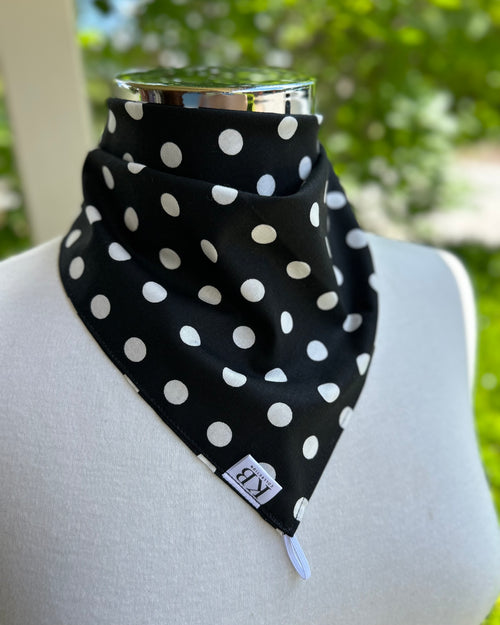 Cotton Neck Scarf - Black & White Spots