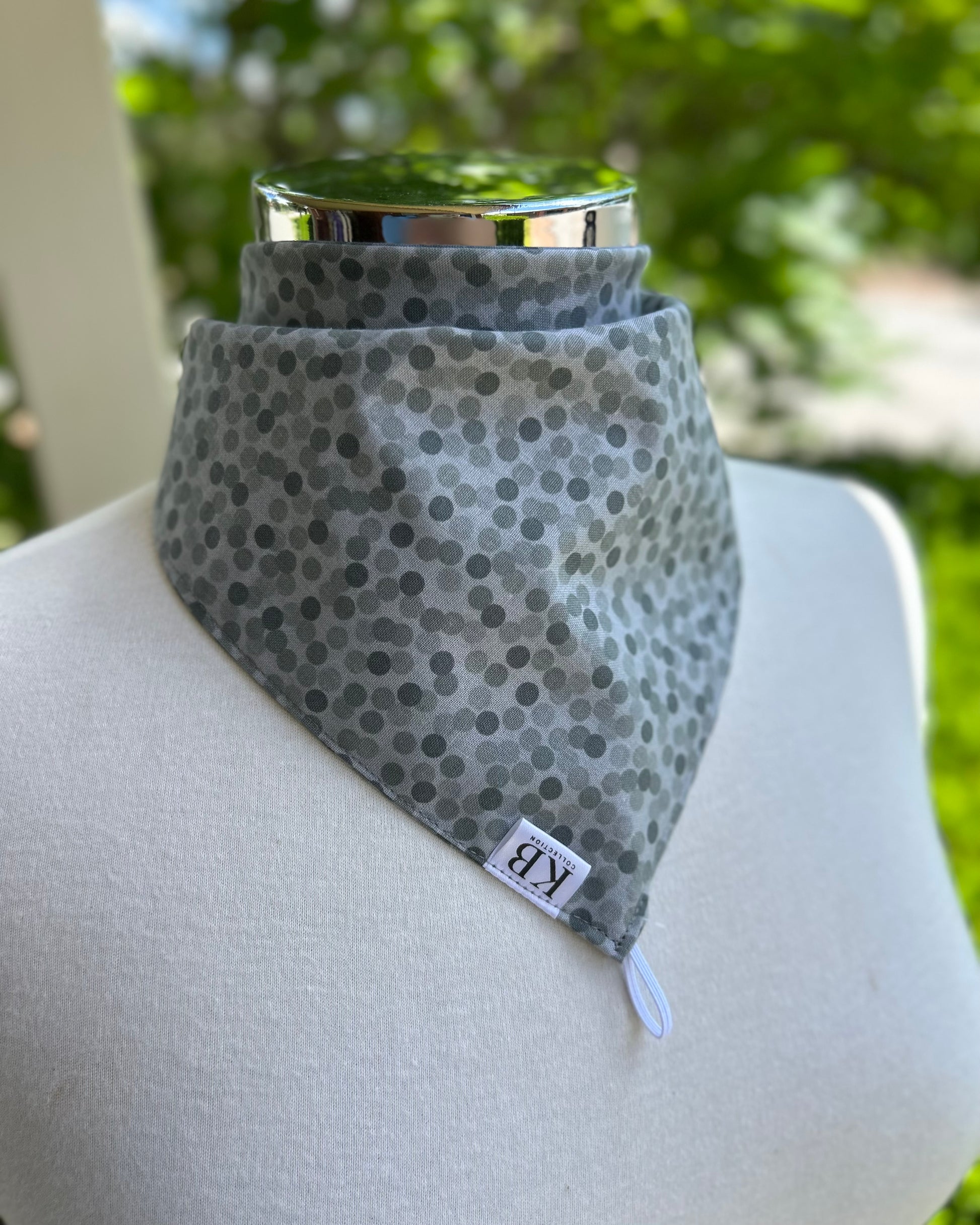 Cotton Neck Scarf - Grey Circles