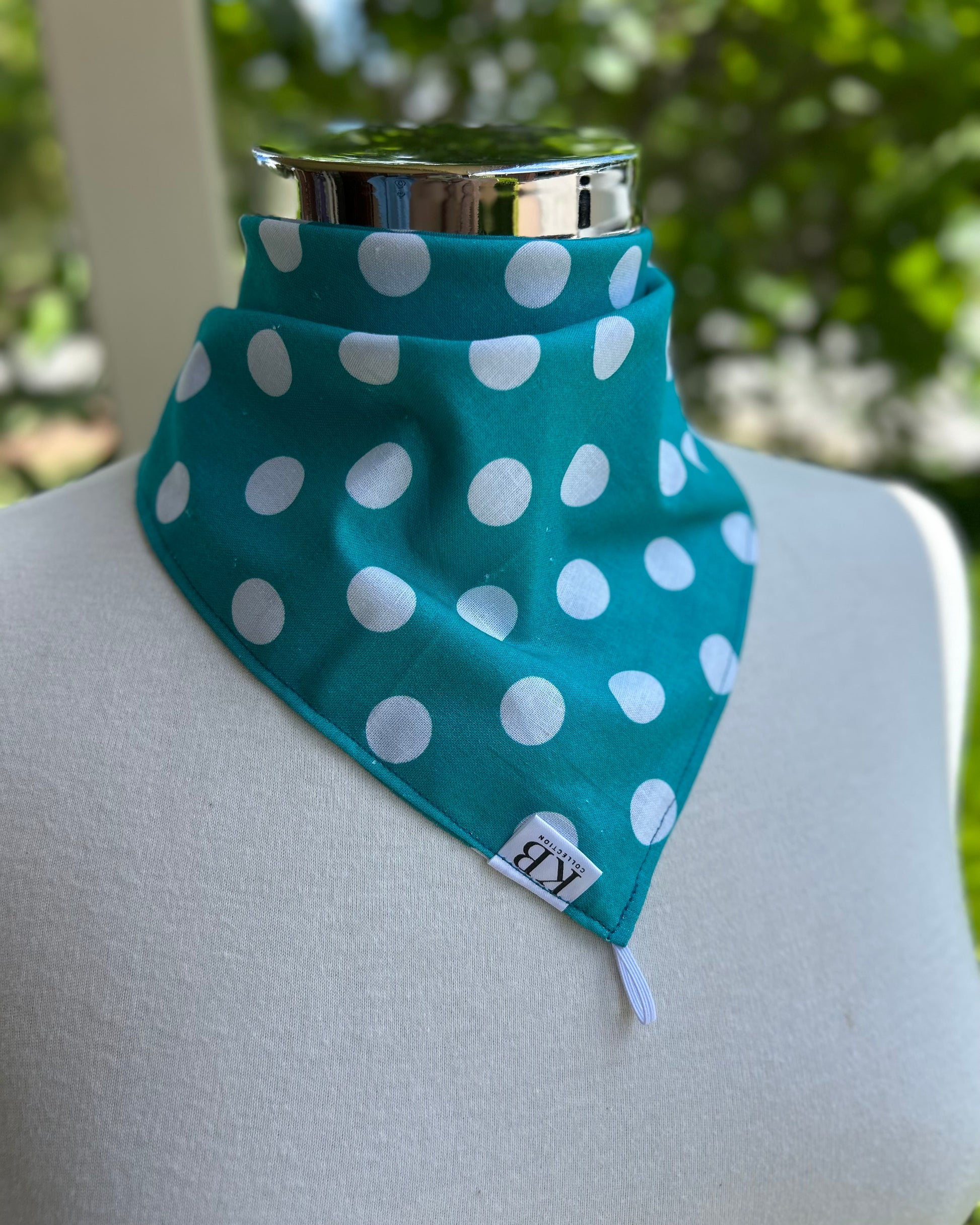 Cotton Neck Scarf - Teal Polkadot