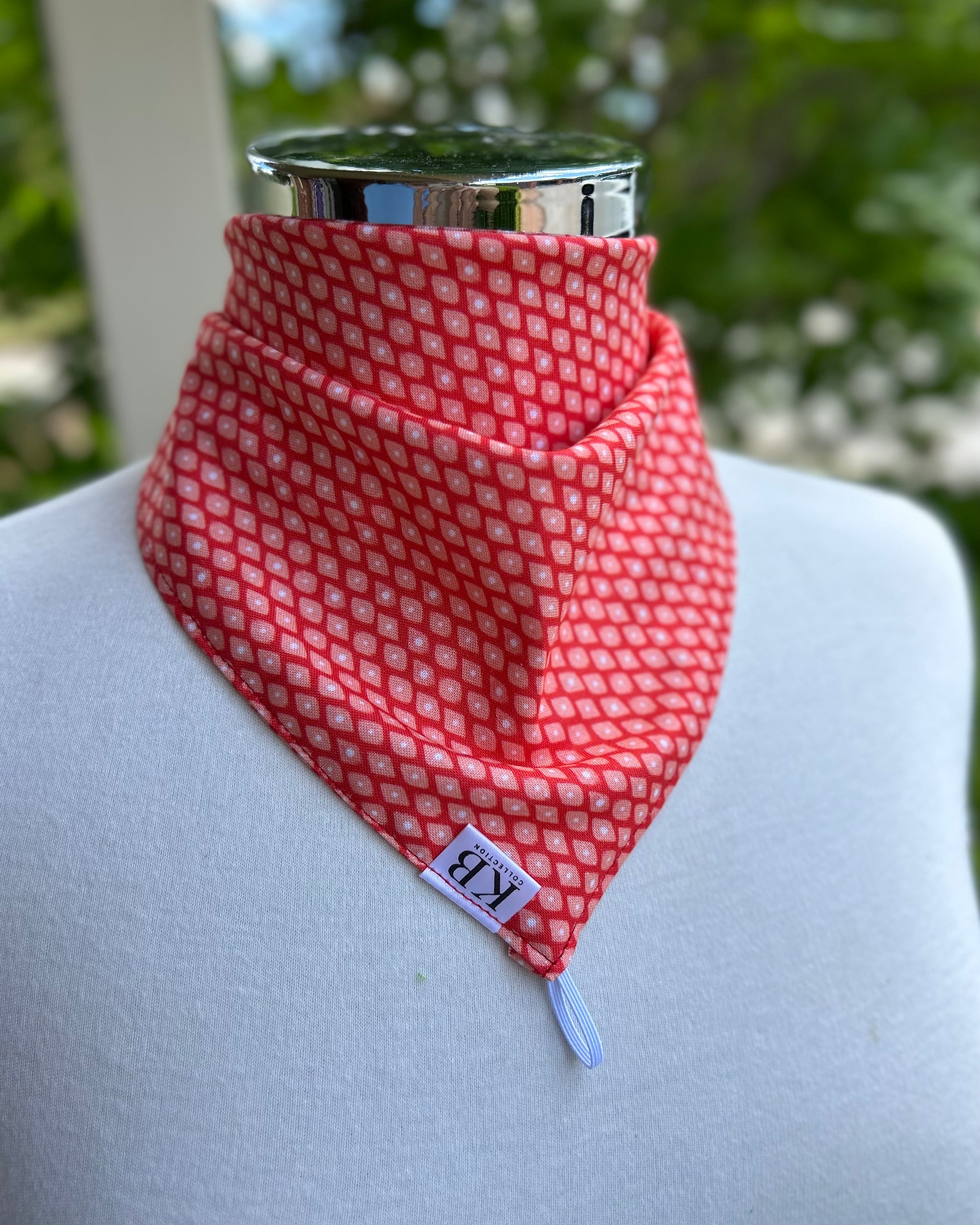Cotton Neck Scarf - Orange & Red Diamonds
