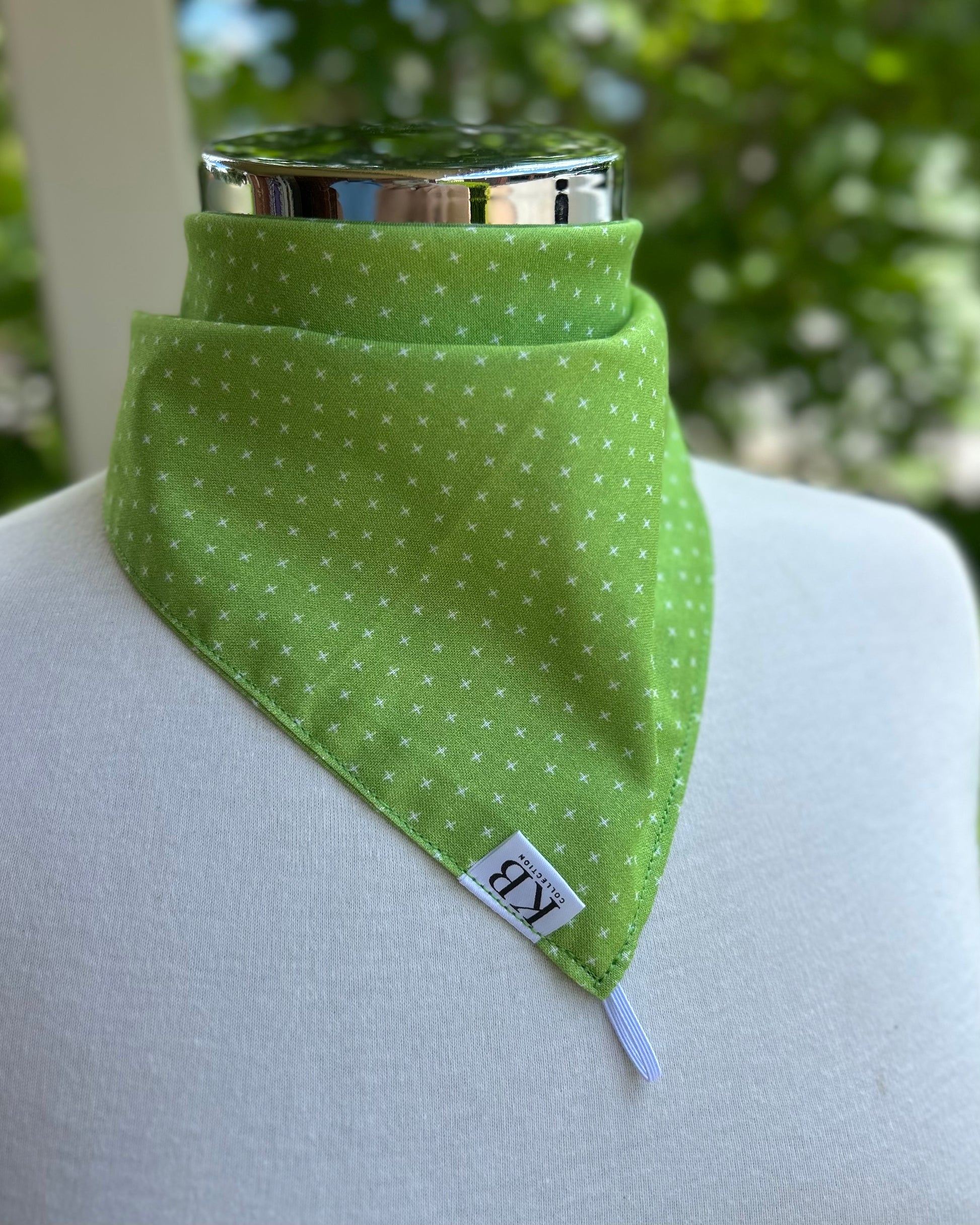 Cotton Neck Scarf - Green Crosses