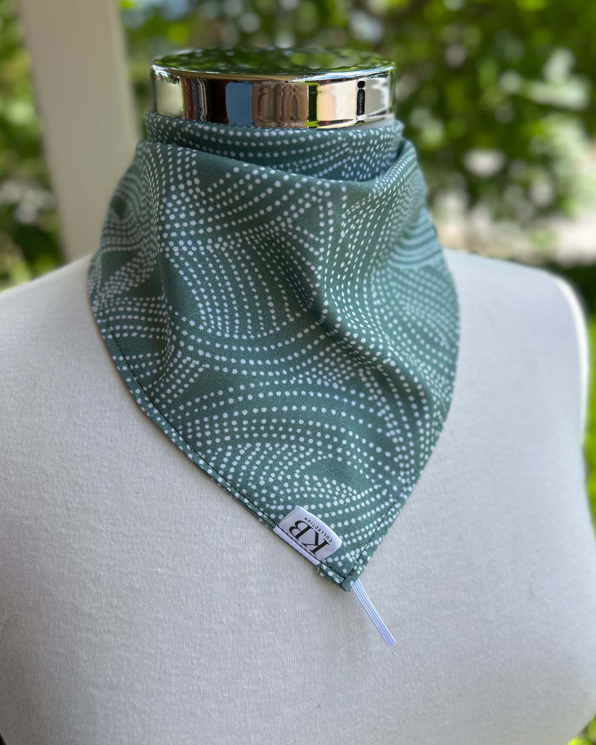 Cotton Neck Scarf - Olive Dots