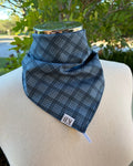 Cotton Neck Scarf - Blue/Grey Plaid