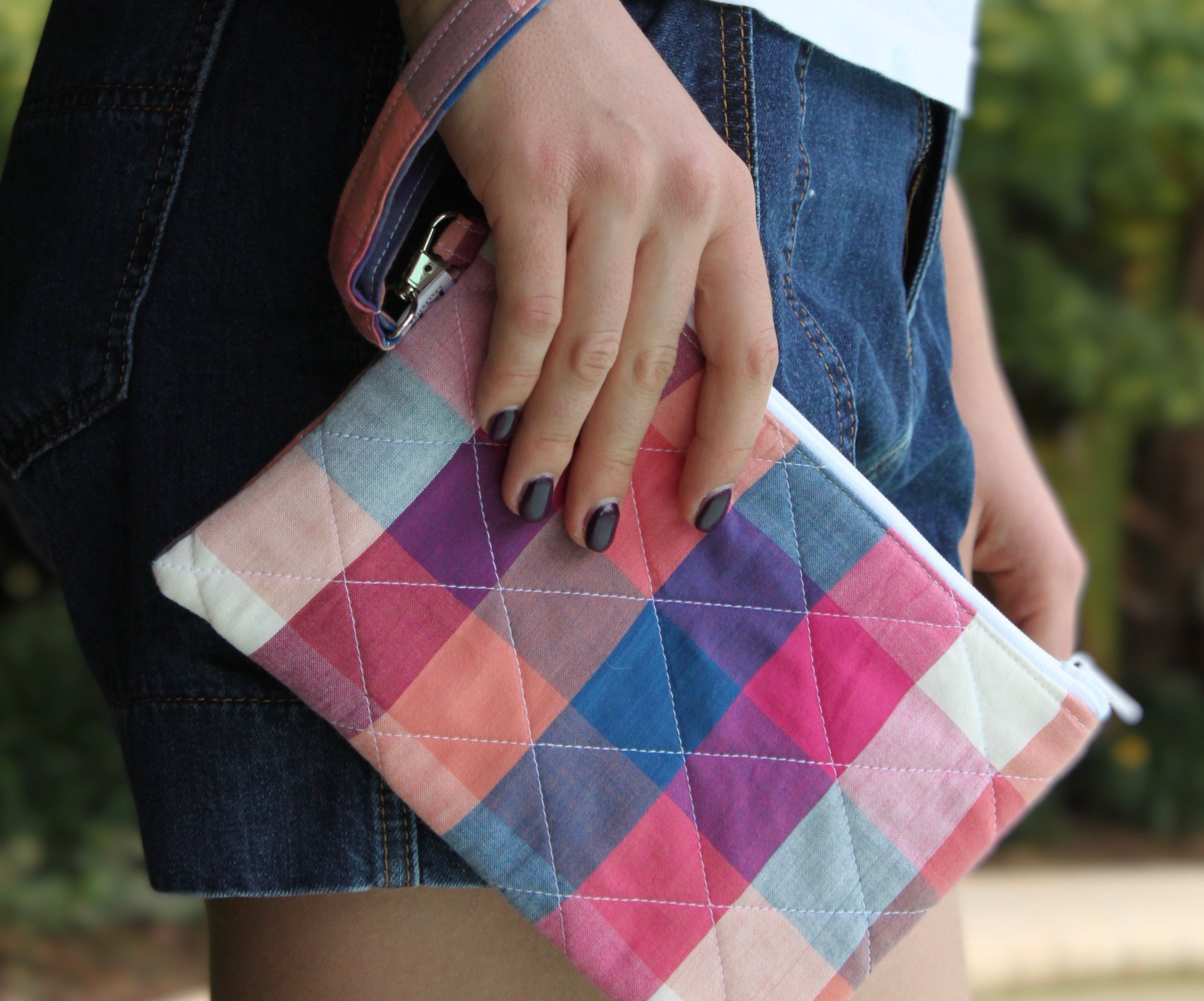 KB Quilted Purse - Pink & Blue Gingham