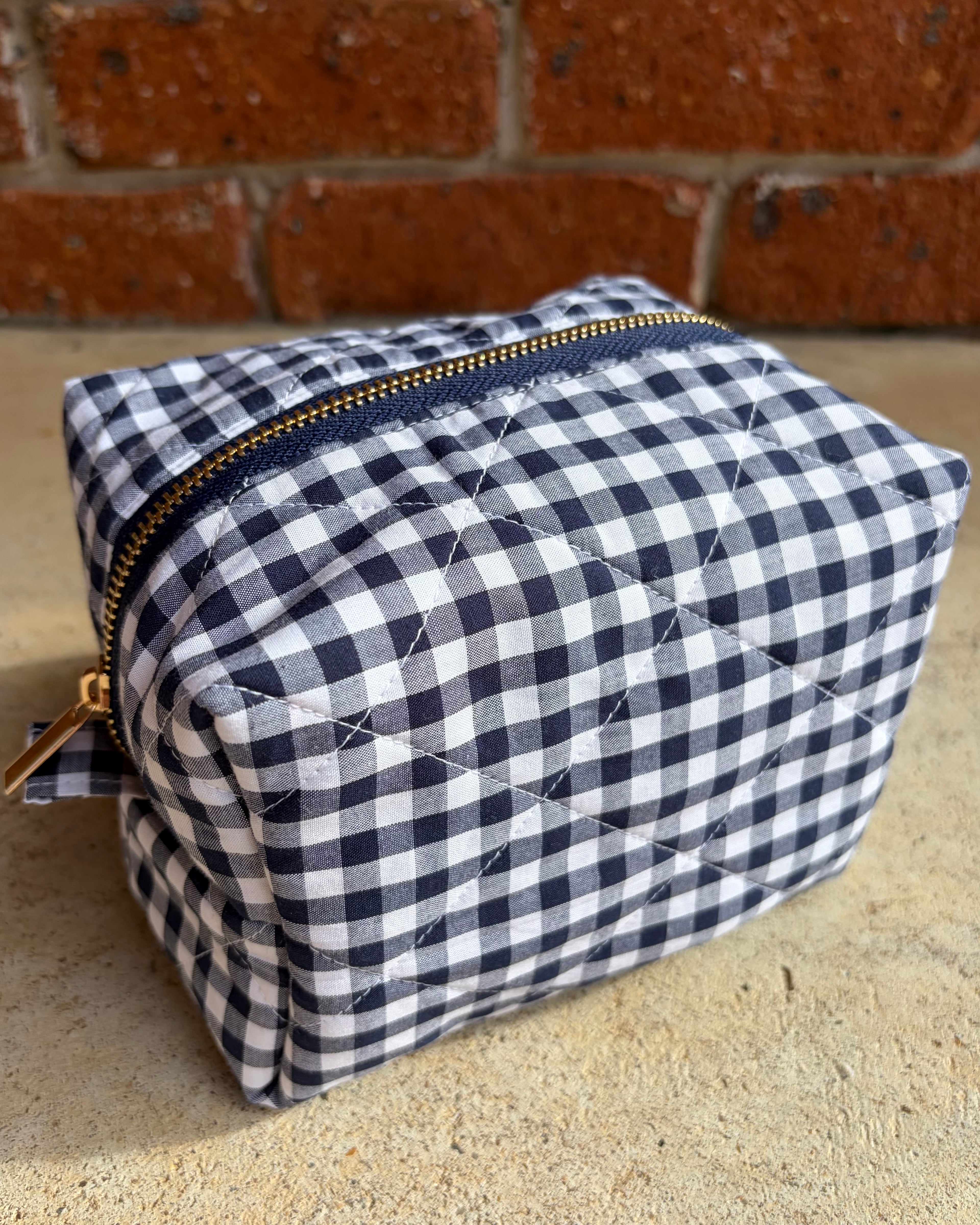 KB Cosmetic Bag - Navy Gingham