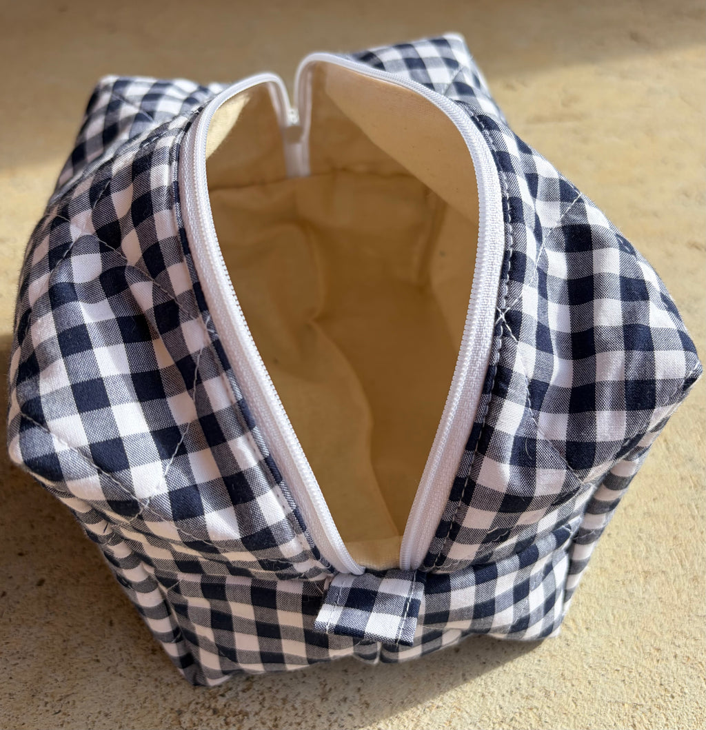 KB Cosmetic Bag - Navy Gingham