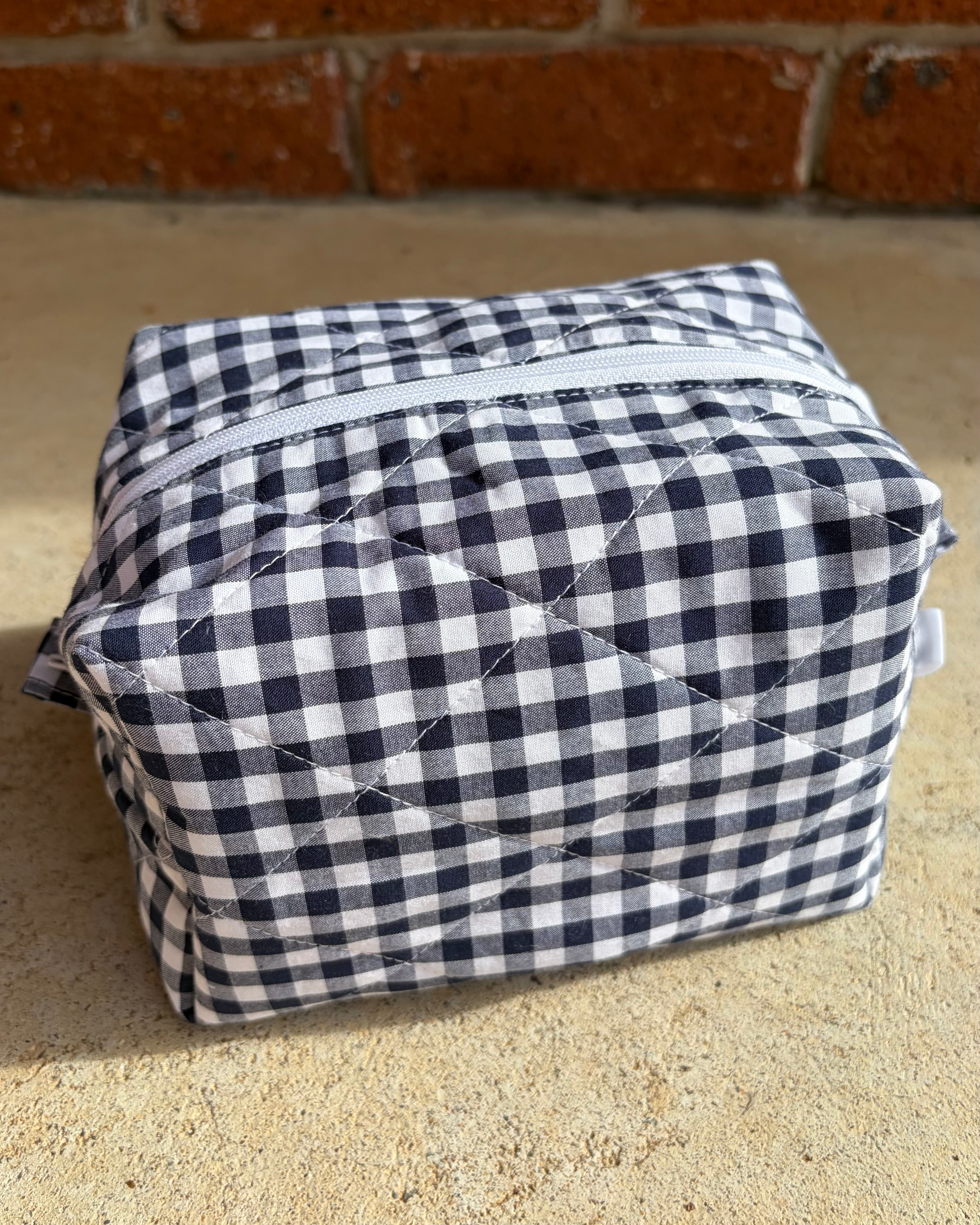 KB Cosmetic Bag - Navy Gingham