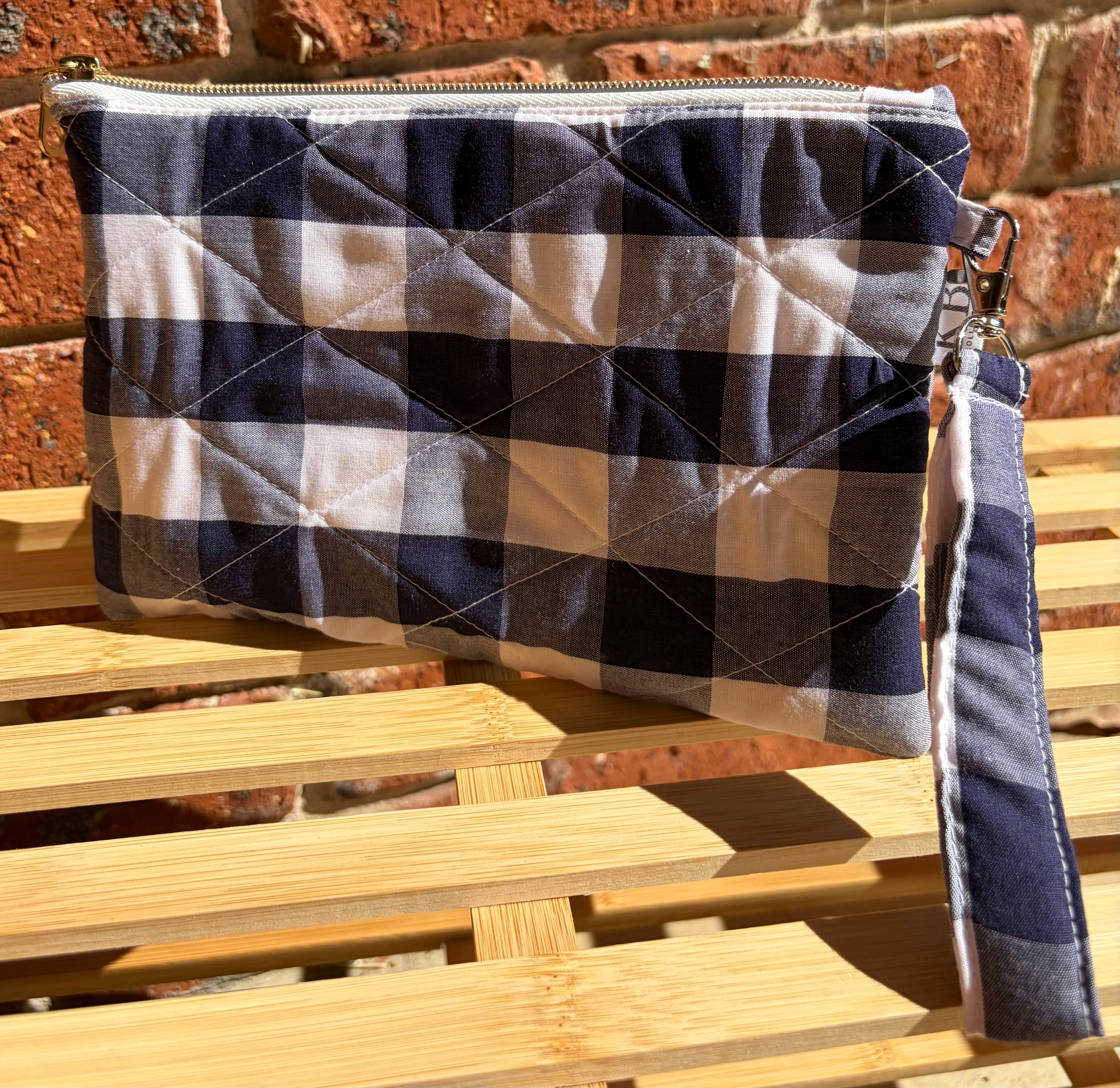 KB Quilted Purse - Large Navy Gingham