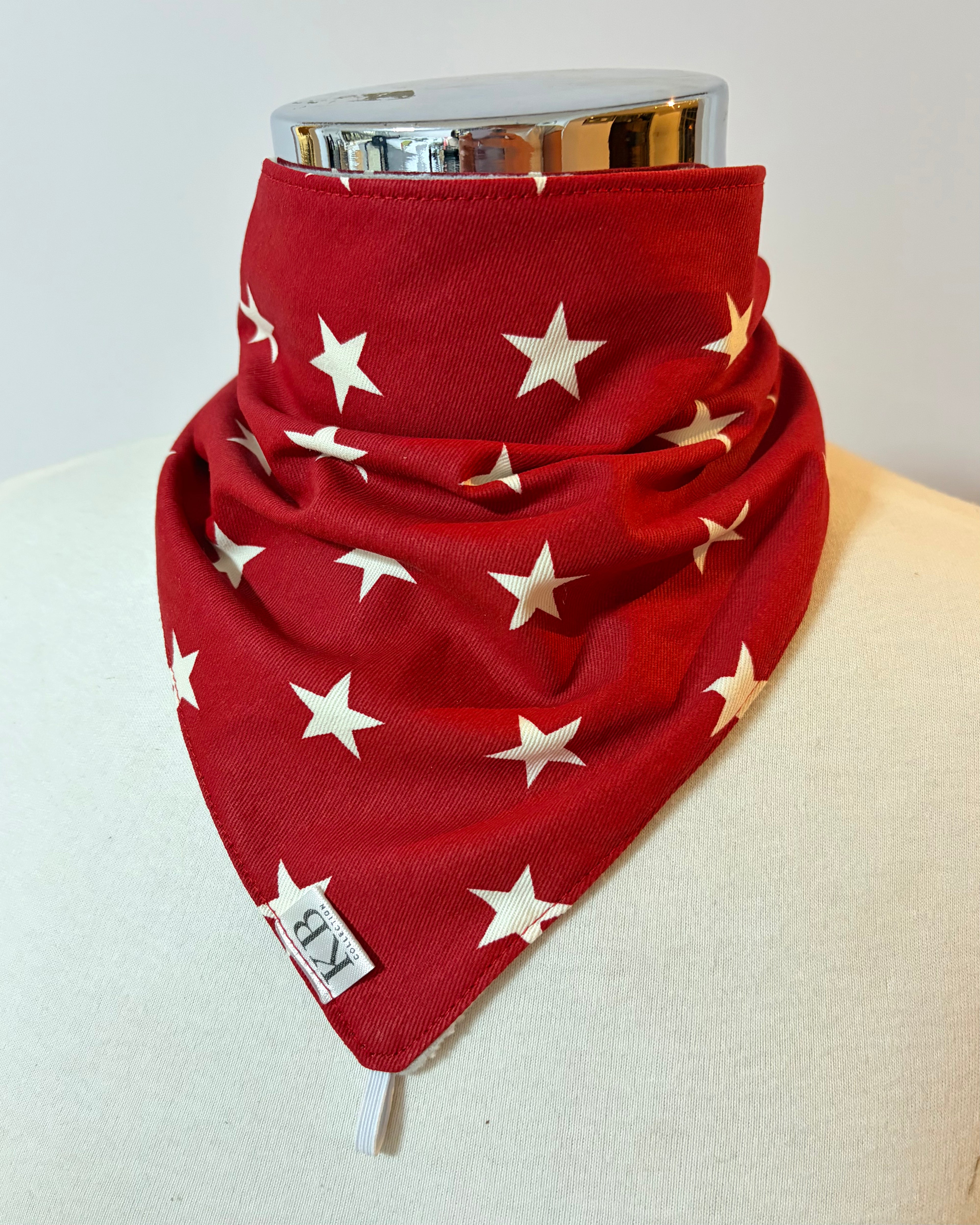 Cotton/Fleece Neck Scarf - Red Stars