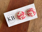 Fabric Button Earrings - Cherry Blossoms