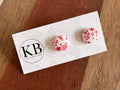 Fabric Button Earrings - Cherry Blossoms