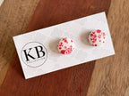 Fabric Button Earrings - Cherry Blossoms