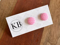 Fabric Button Earrings - Blush Pink