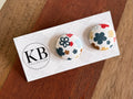 Fabric Button Earrings - Flowers