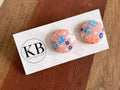 Fabric Button Earrings - Peach Floral