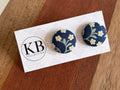 Fabric Button Earrings - Daisies