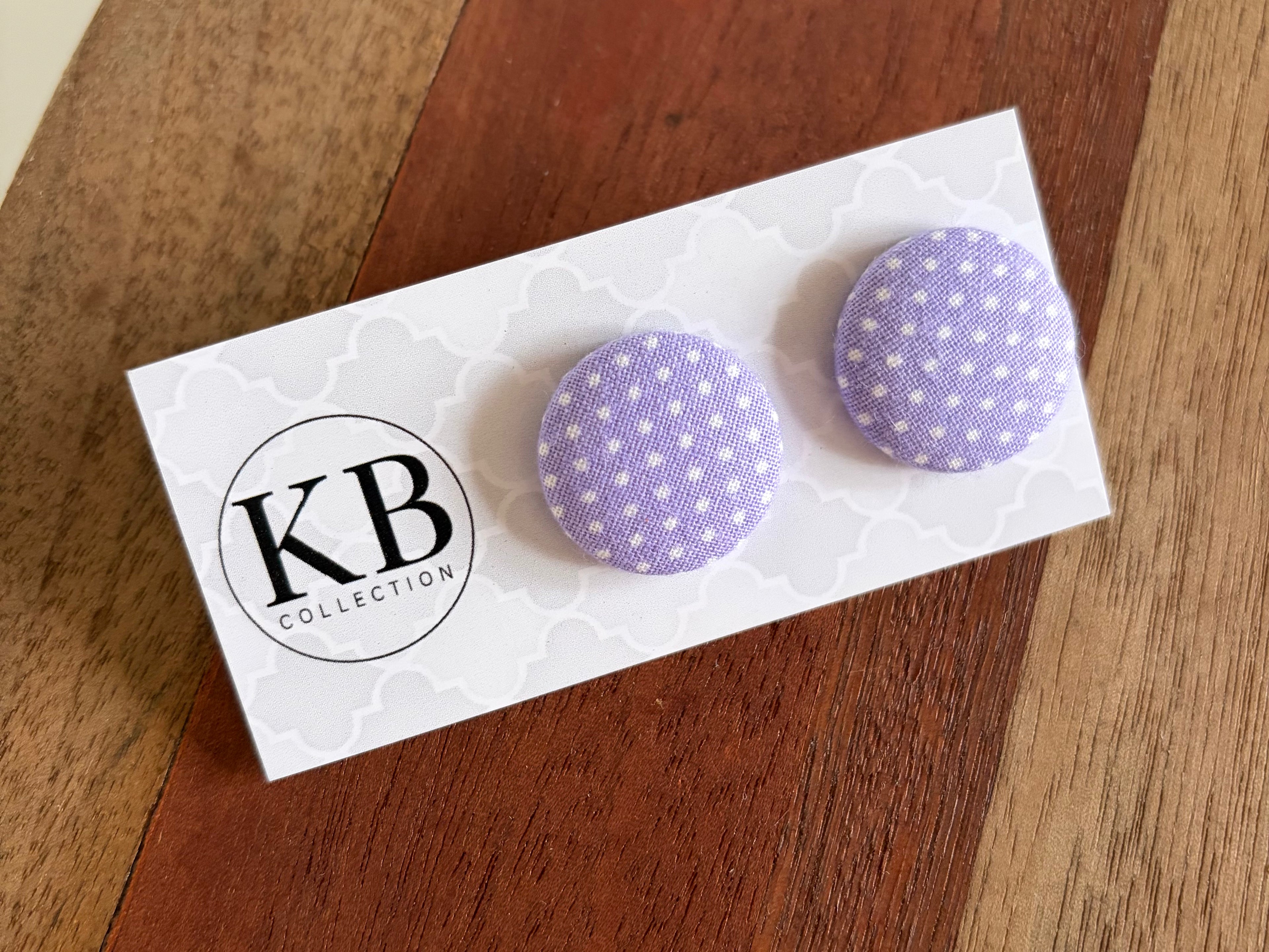 Fabric Button Earrings - Mauve