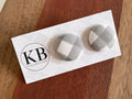 Fabric Button Earrings - Grey Gingham