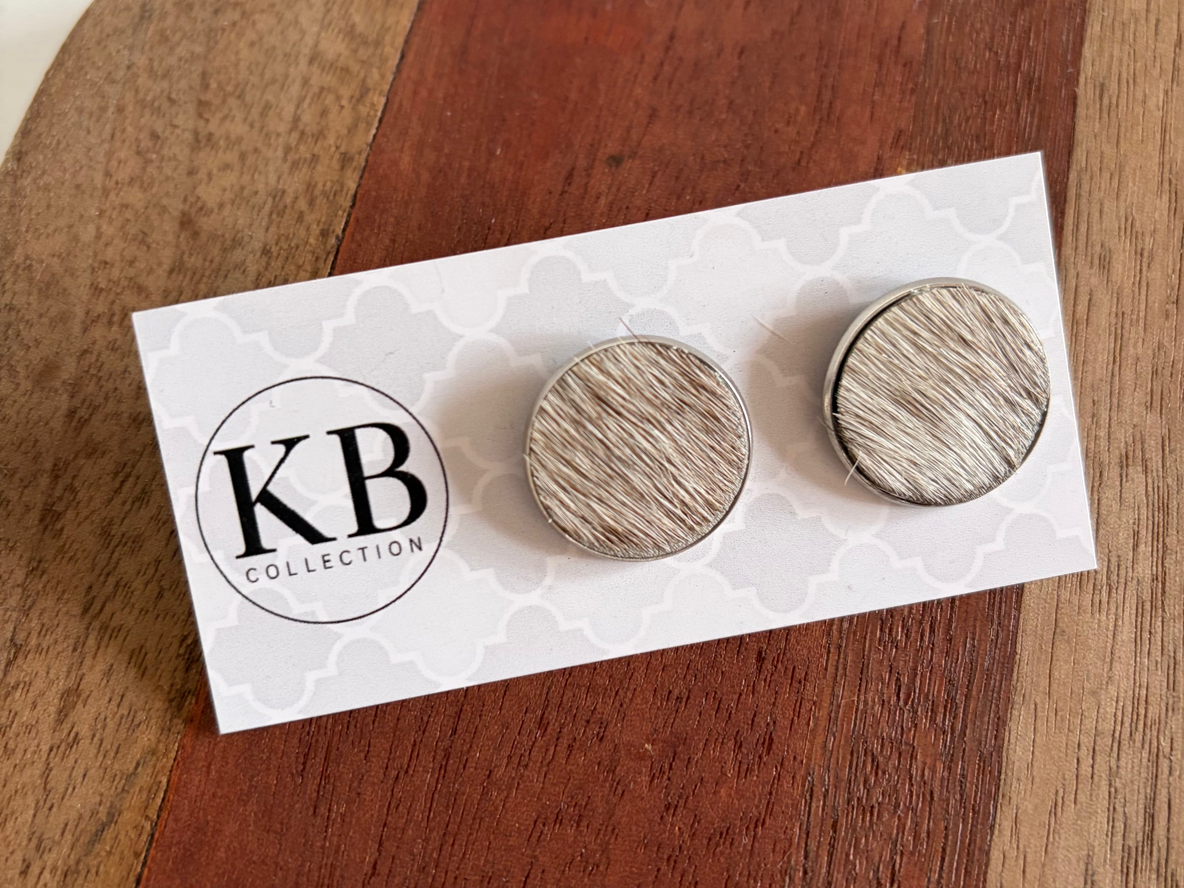 Cowhide Studs - (Silver) Roan