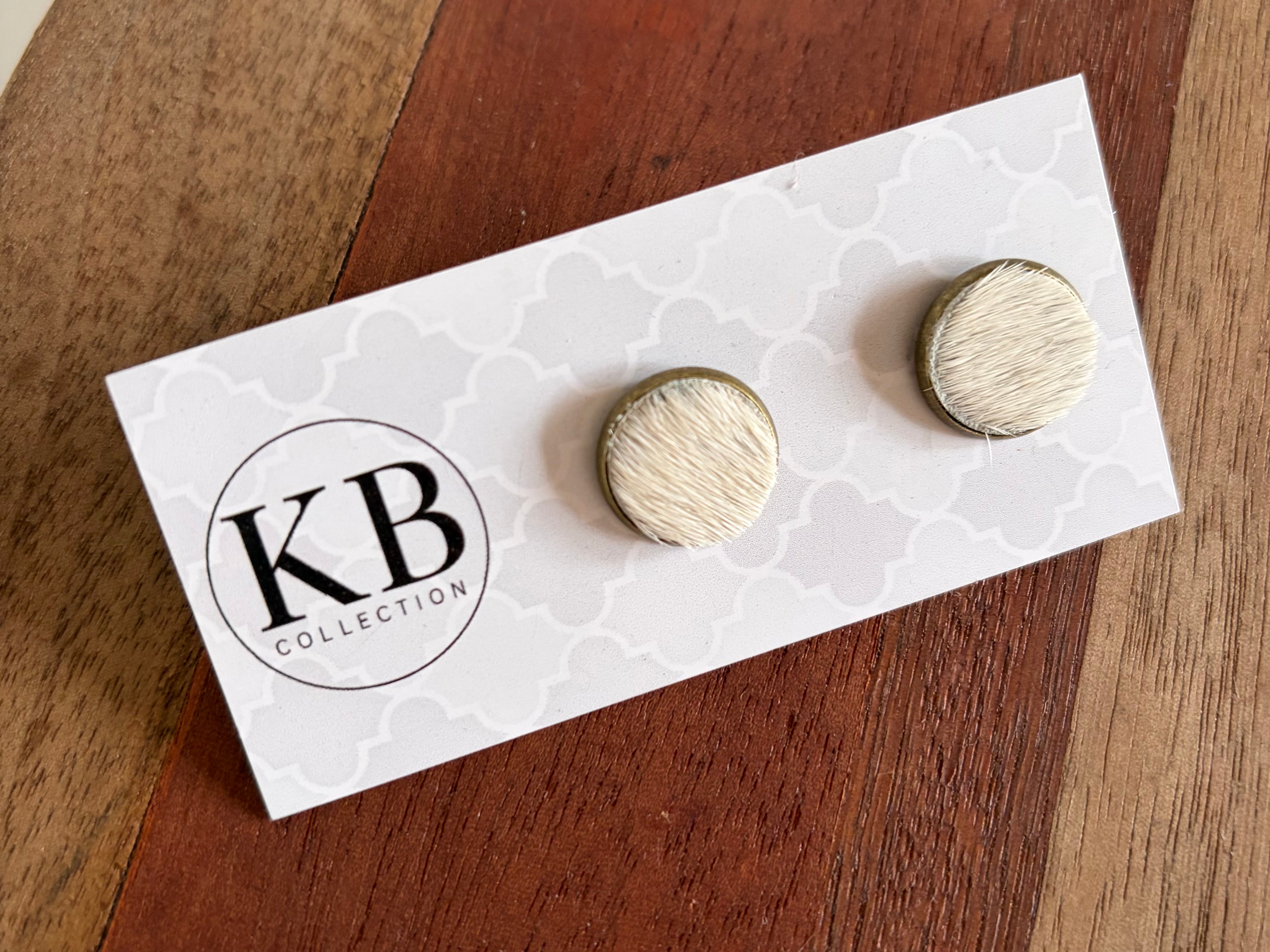 Cowhide Studs - (Bronze) White