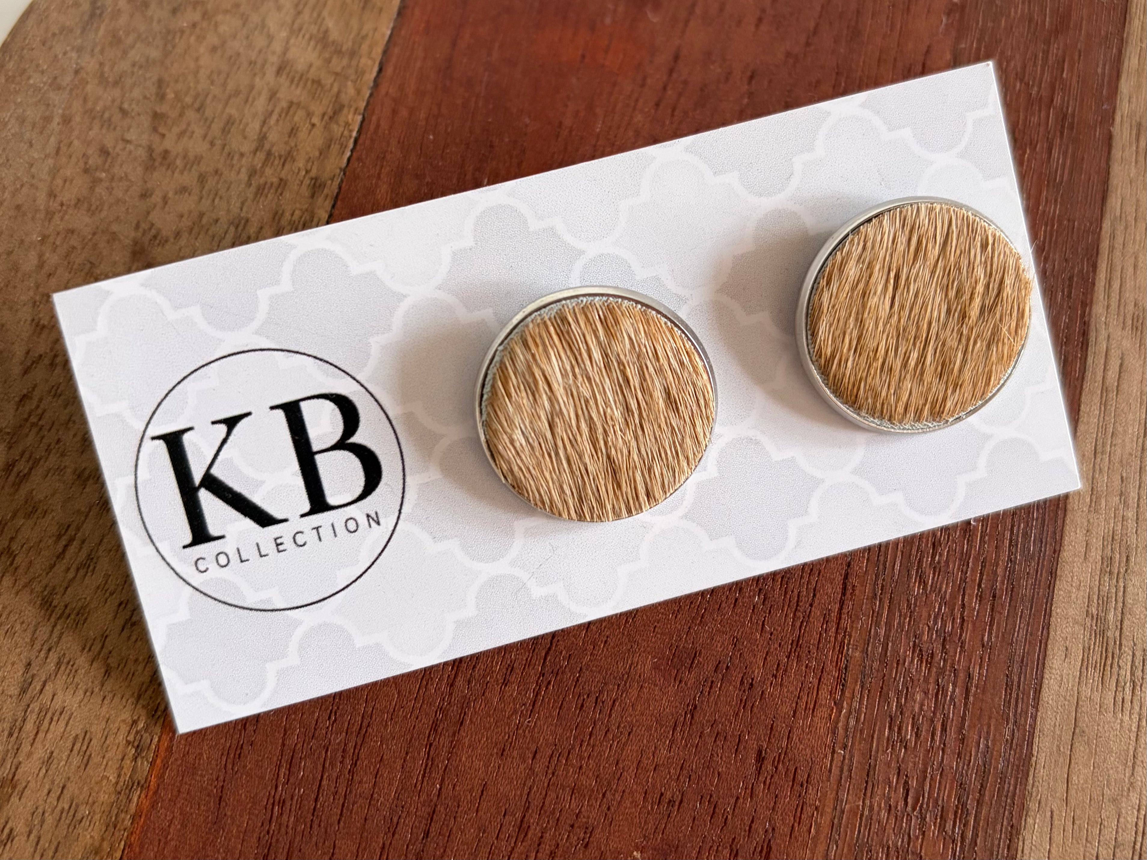 Cowhide Studs - (Silver) Tan