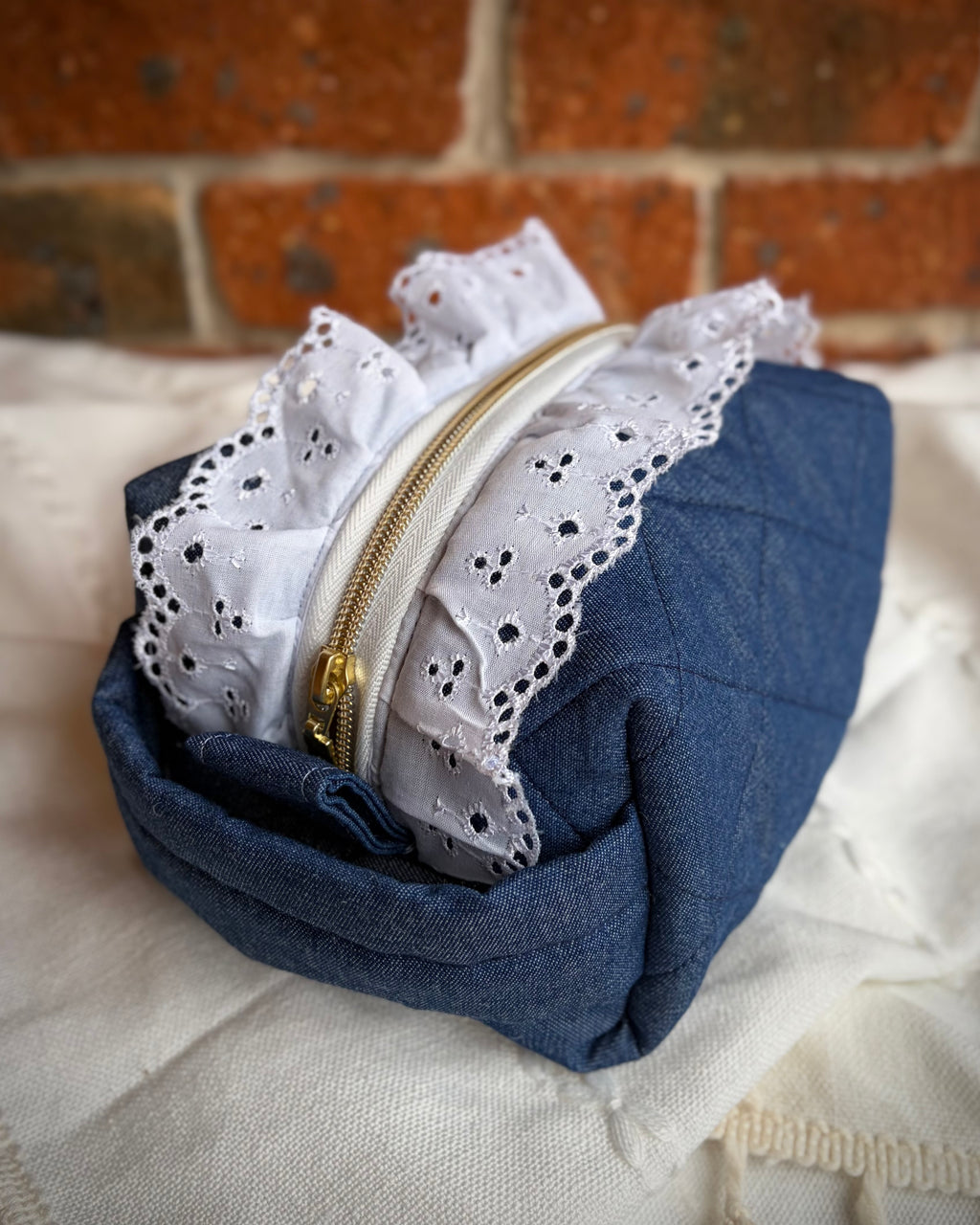 Deluxe Denim Cosmetic Bag