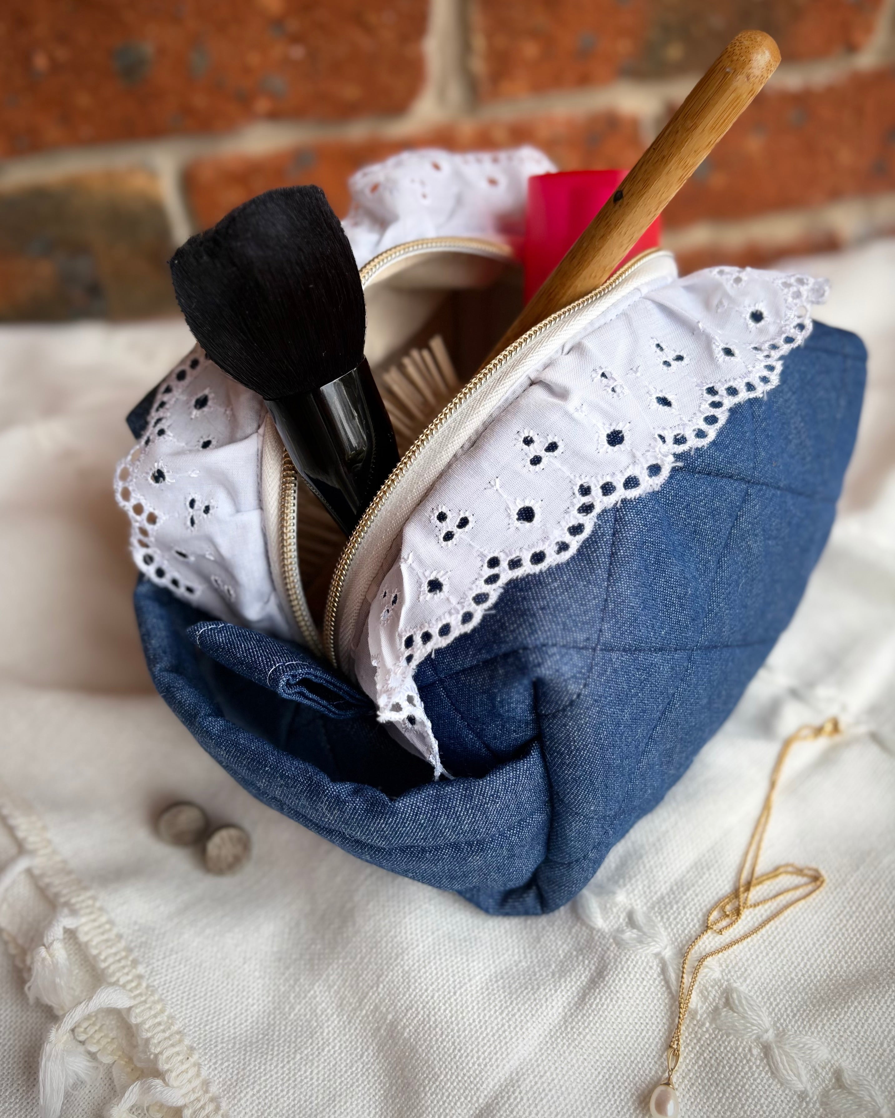 Deluxe Denim Cosmetic Bag