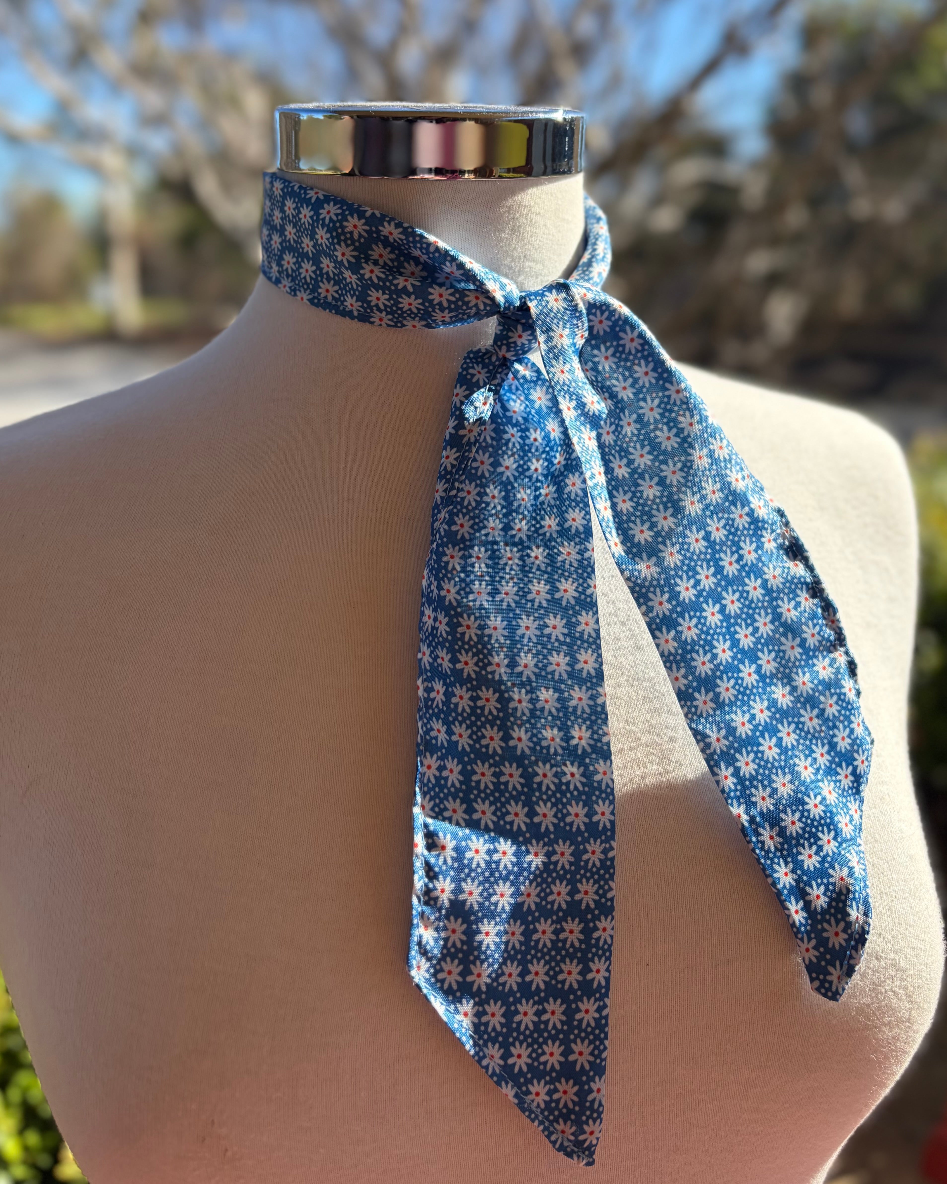 Satin Neck Tie - Blue Daisies